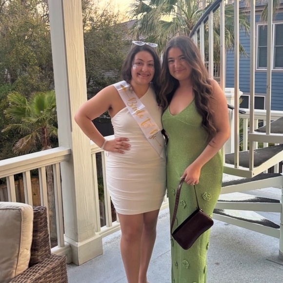 Meshki Suki Metallic Pastel Green Maxi Dress Large - Picture 3 of 3